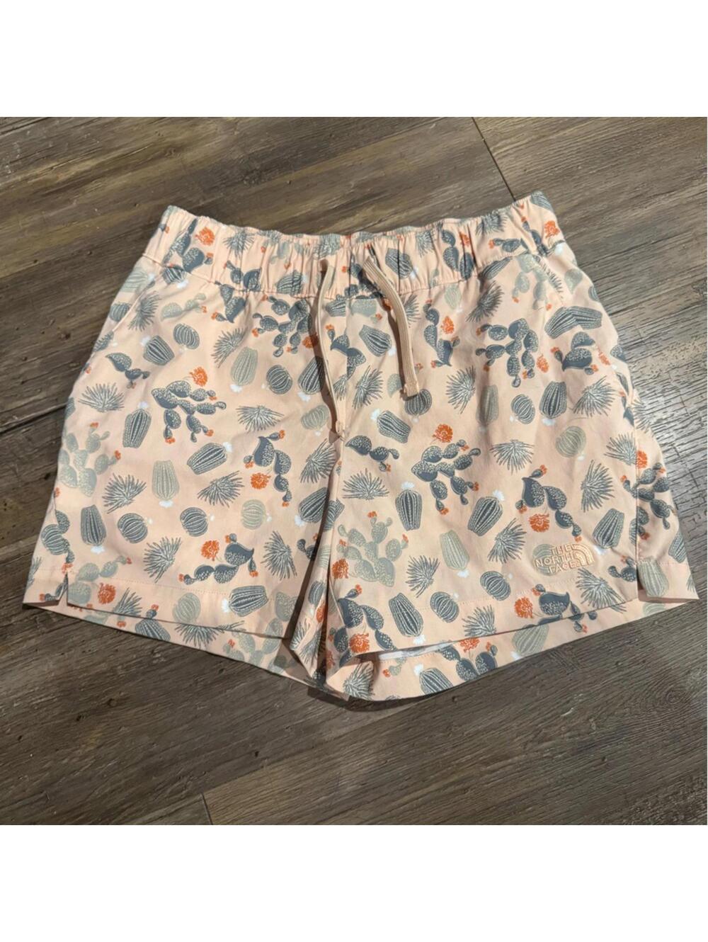 The North Face Printed Class V Hiking Shorts Pink Peach Cactus Print Sz Sm EUC